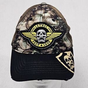 Lethal Fast and Loud Biker Hat Camo Baseball Cap Motorcycle Meshback Moto Skull
